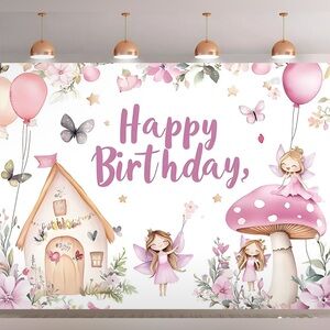 🧚‍♀️Happy Birthday Fairy 1st Birthday Backdrop